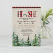 Lumberjack rood geruite geslacht onthullen uitnodi kaart (Staand voorkant)