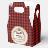 Lumberjack rood zwart buffel geruite boomstronk bedankdoosjes (Geopend)