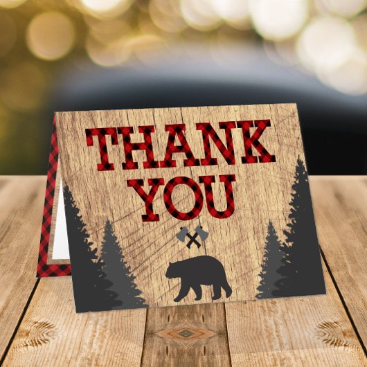 Lumberjack Rood Zwart Buffel Plaid Verjaardag Bedankkaart