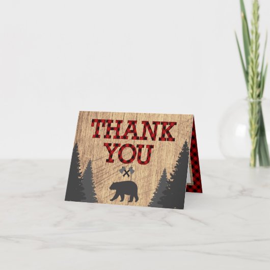 Lumberjack Rood Zwart Buffel Plaid Verjaardag Bedankkaart (Voorkant)