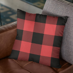 Lumberjack Rood & Zwart Houten Man Tartan Plaid Kussen