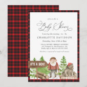 Lumberjack Rustic Beer Woodland Boy Baby shower Kaart (Voorkant / Achterkant)