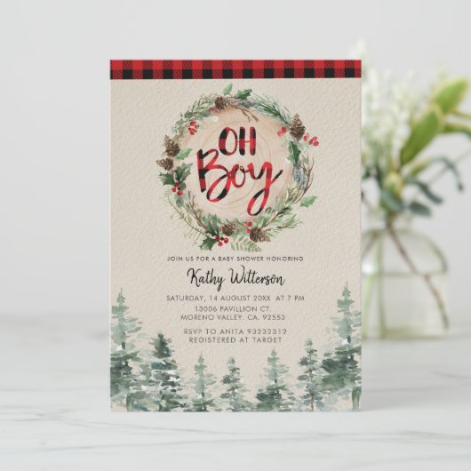 Lumberjack Rustic Boy Baby shower Kaart (Staand voorkant)