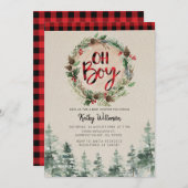 Lumberjack Rustic Boy Baby shower Kaart (Voorkant / Achterkant)