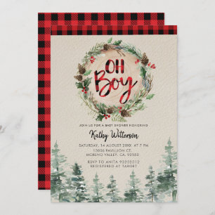 Lumberjack Rustic Boy Baby shower Kaart