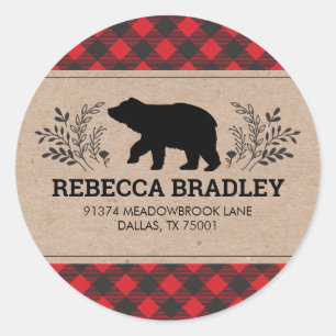 Lumberjack Rustic Buffalo Play Return-adressen Ronde Sticker