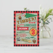 Lumberjack Rustic Woodland Birthday Uitnodiging (Staand voorkant)