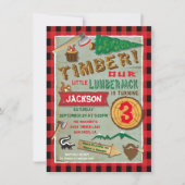 Lumberjack Rustic Woodland Birthday Uitnodiging (Voorkant)