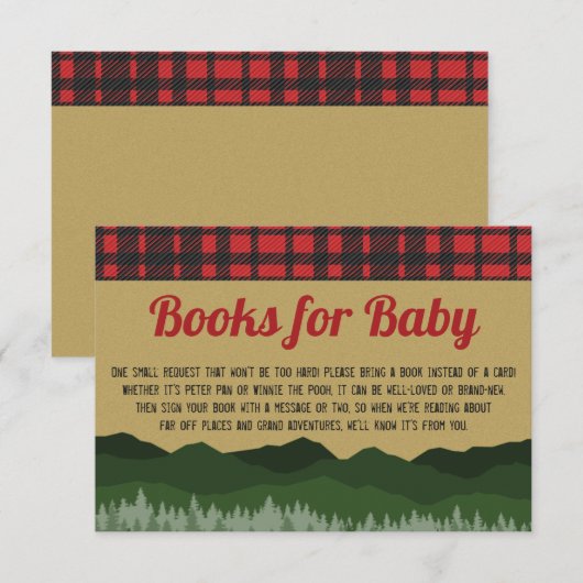 Lumberjack rustieke Woodland boeken voor Baby invo Informatiekaartje (Voorkant / Achterkant)