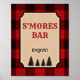 Lumberjack S.mores Bar Party Sign Red Pset Poster