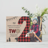 Lumberjack Second Birthday Invitation Pset 2de Kaart (Staand voorkant)