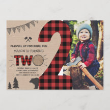 Lumberjack Second Birthday Invitation Pset 2de