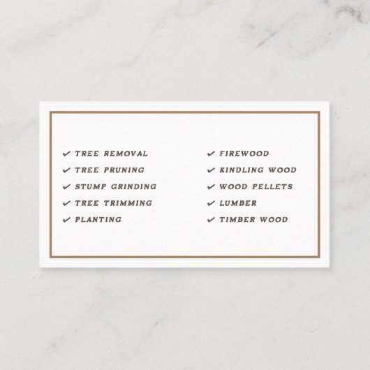 Lumberjack Services Visitekaartje (Achterkant)