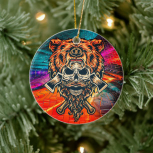 Lumberjack Skull Beer - Wild Adventure Spirit Keramisch Ornament