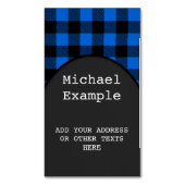 Lumberjack Style - blauwe stof + uw ideeën Magnetisch Visitekaartje (Voorkant Verticaal)