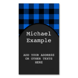 Lumberjack Style - blauwe stof + uw ideeën Magnetisch Visitekaartje