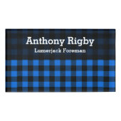 Lumberjack Style - blauwe stof + uw ideeën Naambadge (Voorkant)