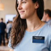 Lumberjack Style - blauwe stof + uw ideeën Naambadge