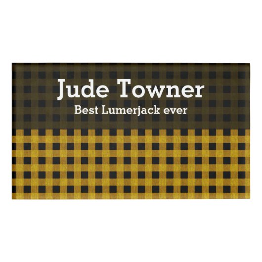 Lumberjack Style - gele stof + uw ideeën Naambadge (Voorkant)