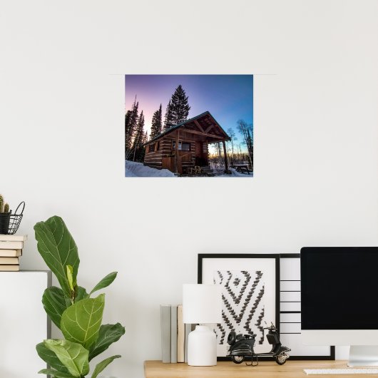 Lumberjack Sunset // Gritty Cabin Sunset Poster (Thuiskantoor)