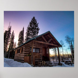 Lumberjack Sunset // Gritty Cabin Sunset Poster