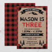 Lumberjack thema uitnodiging verjaardagsfeestje (Voorkant / Achterkant)