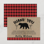 Lumberjack Theme Baby shower Hartelijk dank Bedankkaart (Voorkant / Achterkant)