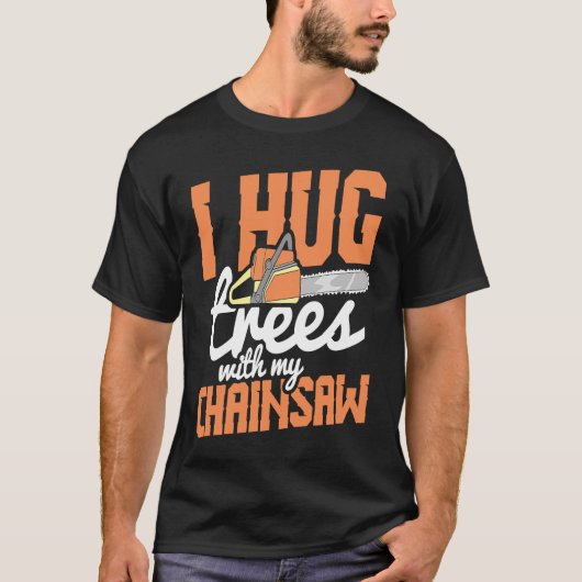 Lumberjack Tool Trunk Chainzaag gevaarlijk T-shirt (Voorkant)