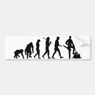 Lumberjack tree feller loggers bunyan evolutie bumpersticker