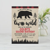 Lumberjack Twee Wilde Beren 2e Verjaardag Uitnodig Kaart (Staand voorkant)