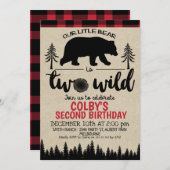 Lumberjack Twee Wilde Beren 2e Verjaardag Uitnodig Kaart (Voorkant / Achterkant)