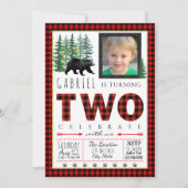 Lumberjack uitnodigingen voor een tweede verjaarda (Voorkant)