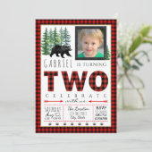 Lumberjack uitnodigingen voor een tweede verjaarda (Staand voorkant)