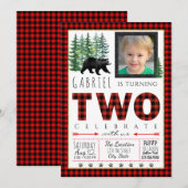 Lumberjack uitnodigingen voor een tweede verjaarda (Voorkant / Achterkant)