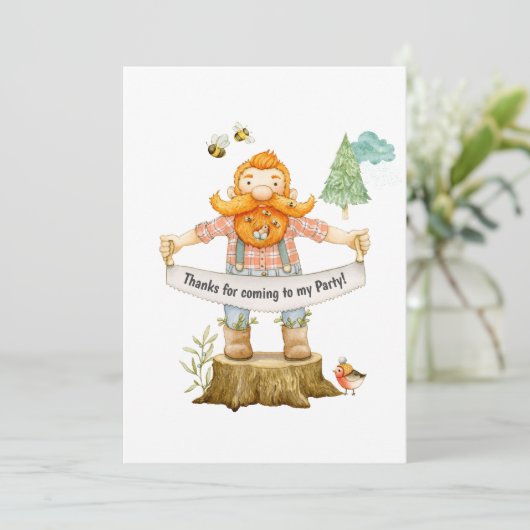 Lumberjack Verjaardag Bedankkaart (Staand voorkant)