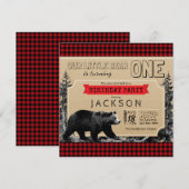 Lumberjack Verjaardag Buffalo Plaid Boys Little Be Kaart (Voorkant / Achterkant)