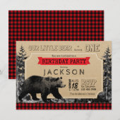 Lumberjack Verjaardag Buffalo Plaid Little Beer Kaart (Voorkant / Achterkant)