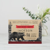 Lumberjack Verjaardag Buffalo Plaid Little Beer Kaart (Staand voorkant)