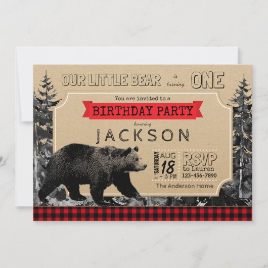 Lumberjack Verjaardag Buffalo Plaid Little Beer Kaart (Voorkant)