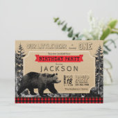 Lumberjack Verjaardag Buffalo Plaid Little Beer Kaart (Staand voorkant)