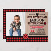 Lumberjack Verjaardag met afbeelding, rustieke pla Kaart (Voorkant / Achterkant)