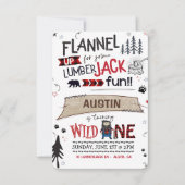 Lumberjack Verjaardag Uitnodiging Buffalo Plaid Bo (Voorkant)