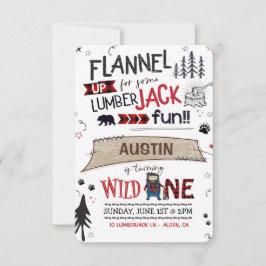 Lumberjack Verjaardag Uitnodiging Buffalo Plaid Bo