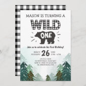 Lumberjack Verjaardag Uitnodiging Wild One Forest (Voorkant / Achterkant)