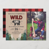 Lumberjack Verjaardag Uitnodiging Wild One Forest (Voorkant / Achterkant)