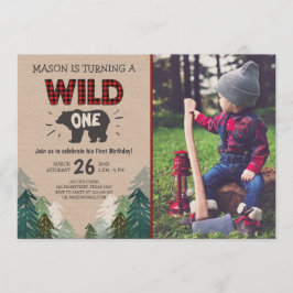 Lumberjack Verjaardag Uitnodiging Wild One Forest