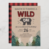 Lumberjack Verjaardag Uitnodiging Wild One Forest (Voorkant / Achterkant)