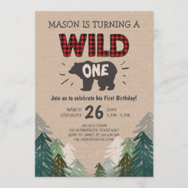 Lumberjack Verjaardag Uitnodiging Wild One Forest