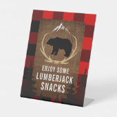 Lumberjack Verjaardag Voedsel Teken Reclamebord Met Voetstuk (Voorkant)