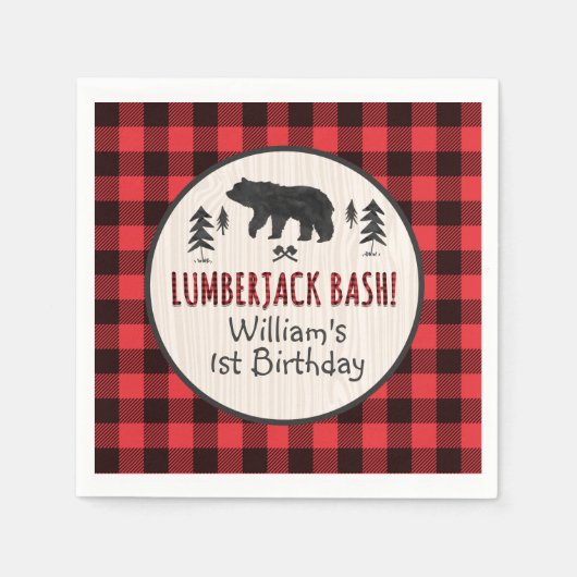 Lumberjack Verjaardagsfeest Napkin Lumberjack Part Servetten (Voorkant)